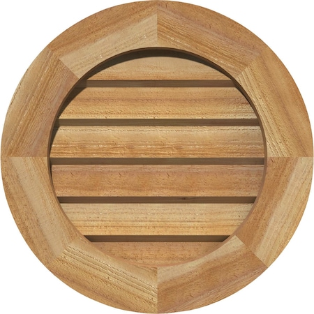 Round Gable Vent Non-Functional, Western Red Cedar Gable Vent W/ Decorative Face Frame, 18W X 18H